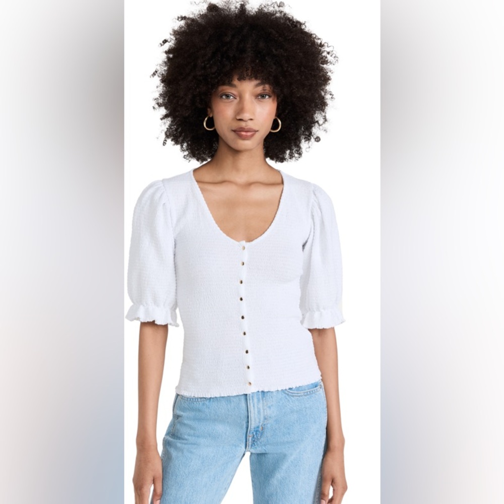 Nation LTD Laila Tee White Puff Sleeve L